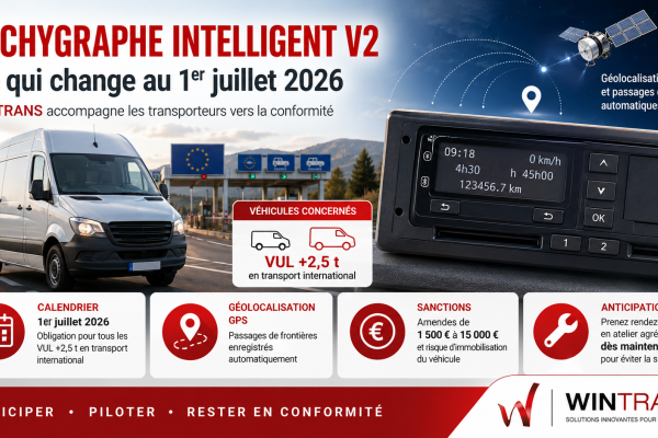 Tachygraphe intelligent V2 : ce qui change pour les transporteurs au 1er juillet 2026