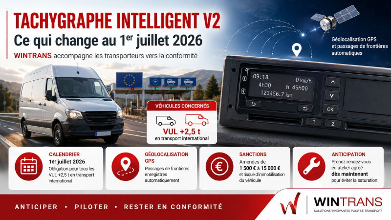 Tachygraphe intelligent V2 : ce qui change pour les transporteurs au 1er juillet 2026